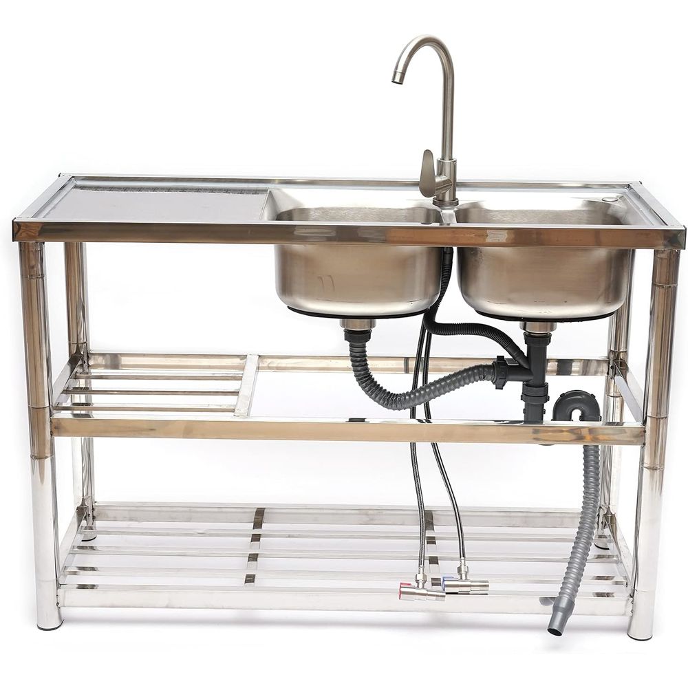 Standing Stainless Steel Doubl - Commercial Kitchen Double Sink ulasan dan harga