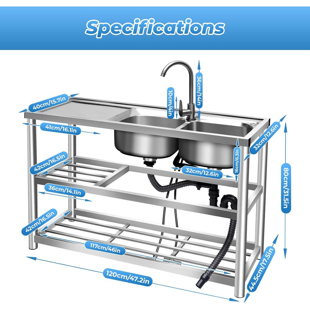 2 Commercial Kitchen Utility S - Commercial Kitchen Double Sink ulasan dan harga