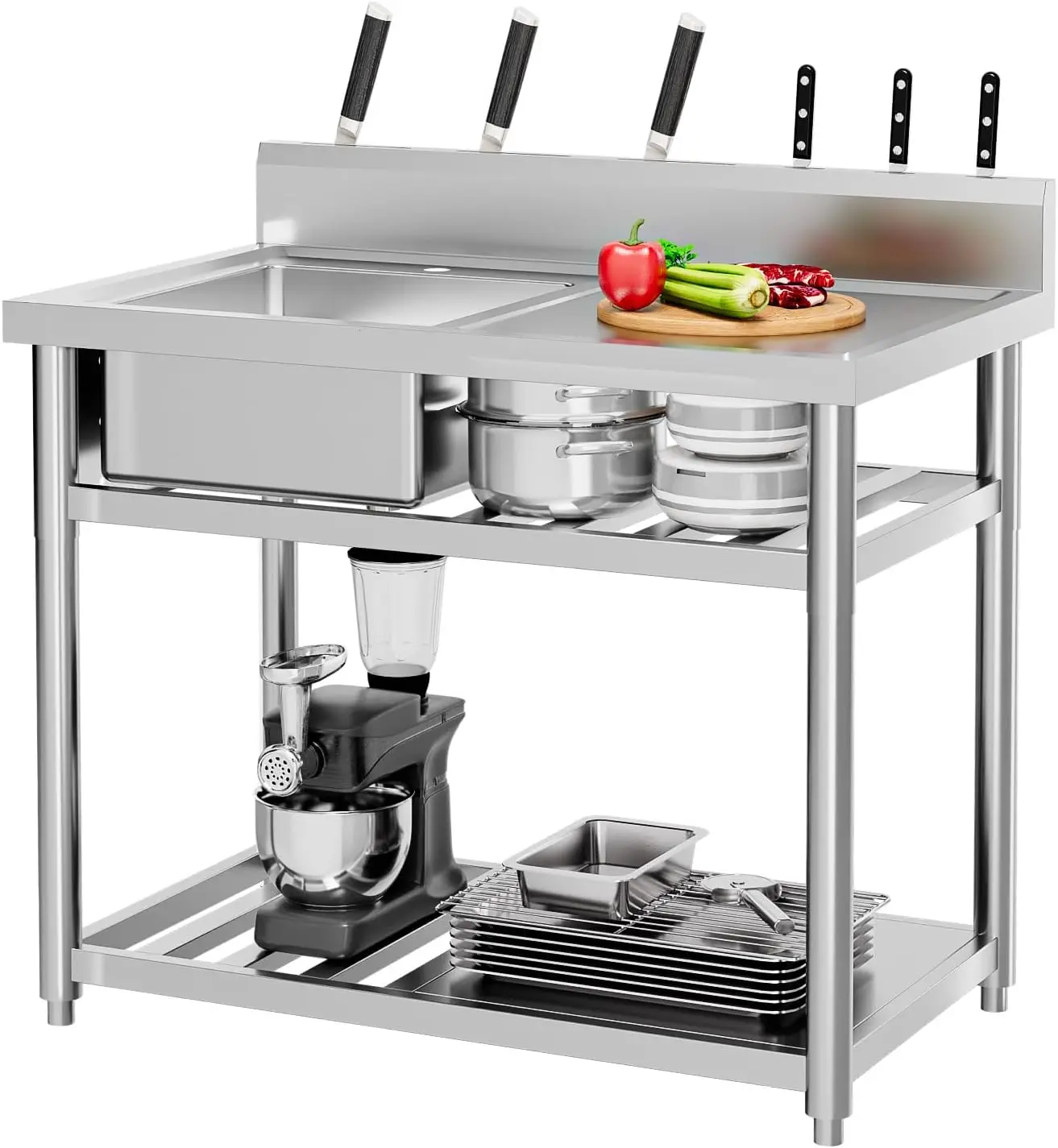 Stainless Steel Utility Sink,  - Commercial Kitchen Double Sink ulasan dan harga