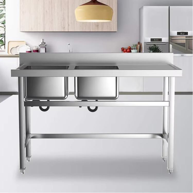 Commercial Hotel Kitchen Equip - Commercial Kitchen Double Sink ulasan dan harga